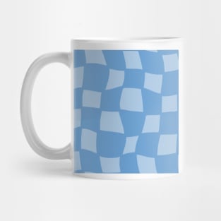 Abstract Warped Checker Board - Sky Blue Mug